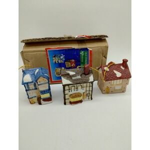 Vintage Christmas Around The World Old English Village Ornament Set Of 3...